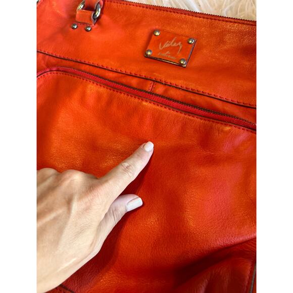 Velez‎ Women's Leather Shoulder Handbag Classic Minimalist Teacher Orange - Picture 7 of 14